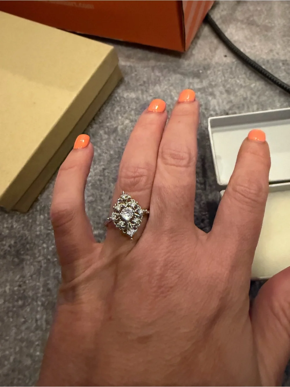Sterling Silver White Halo Floral Ring - Elegant Women's Jewelry